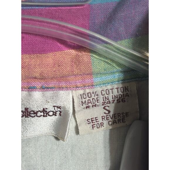 80s Pastel Plaid Blazer Womens Small Preppy Academia Pockets Coastal Grandmother - Picture 11 of 16